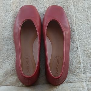 Red leather stylish slip on flats